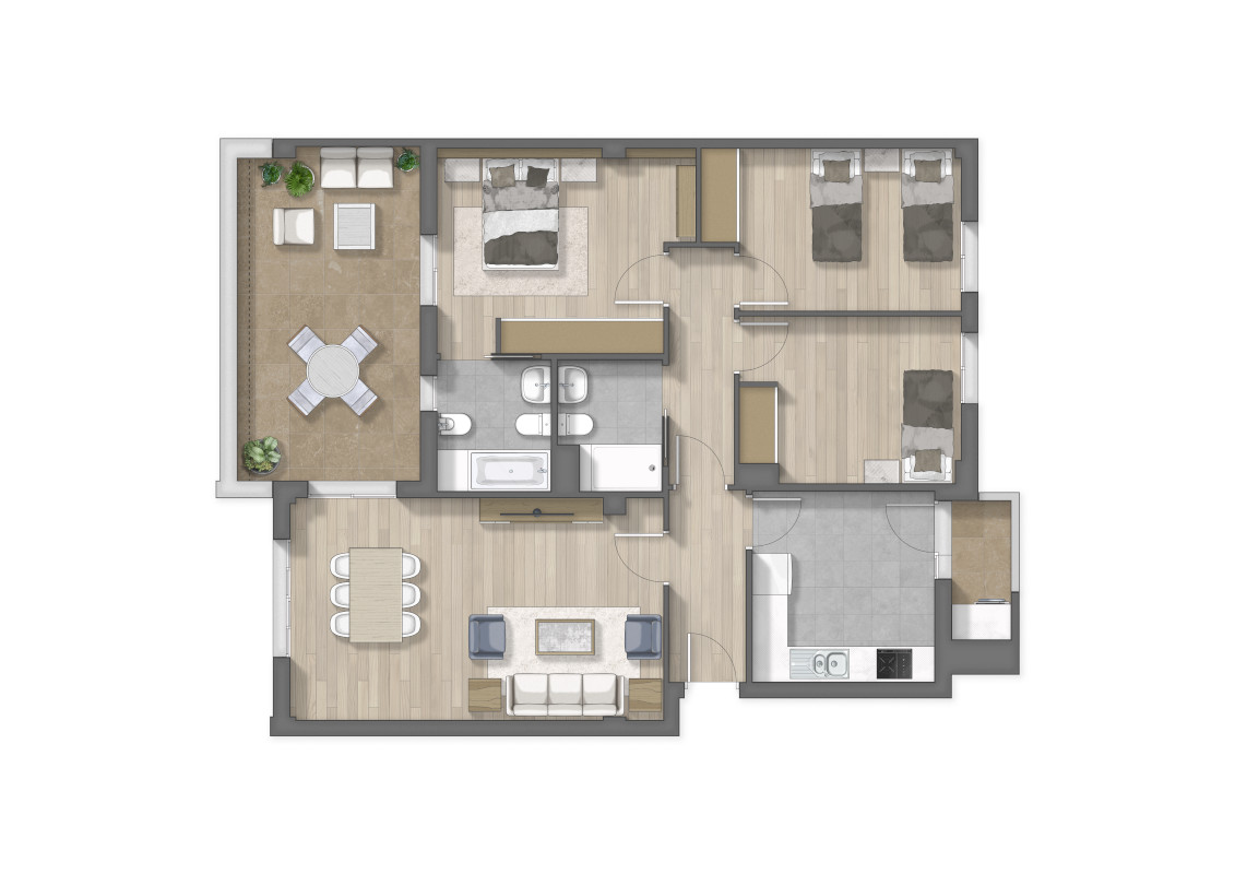 Viviendas tipo 3 dormitorios con terraza