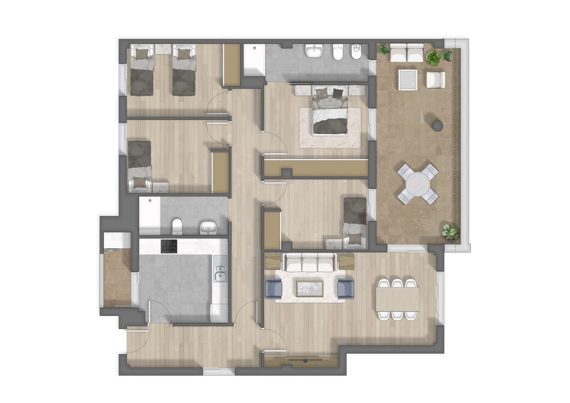 Viviendas tipo 4 dormitorios con terraza